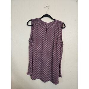 Loft Women's Multicolor Geometric Printed Keyhole Neck Sleeveless Blouse Size 16